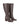 Women's leather knee high boots with stacked leather block high heel and pointed toe and inner zipper.