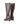 Women's leather knee high boots with stacked leather block high heel and pointed toe and inner zipper.
