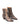 Women's premium leather ankle boot in brown snake print, inspired by cowboy western boots, with structural block heel and pointed toe