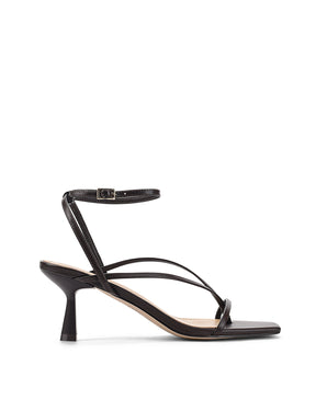 Black strappy evening heeled sandal
