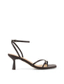 Women's chocolate brown leather strappy stiletto sandal