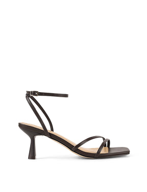 Women's chocolate brown leather strappy stiletto sandal