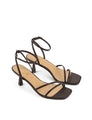 Women's chocolate brown leather strappy stiletto sandal
