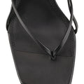 Women's black leather strappy thong kitten heel