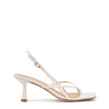 Women's white leather strappy thong kitten heel