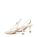 Women's white leather strappy thong kitten heel