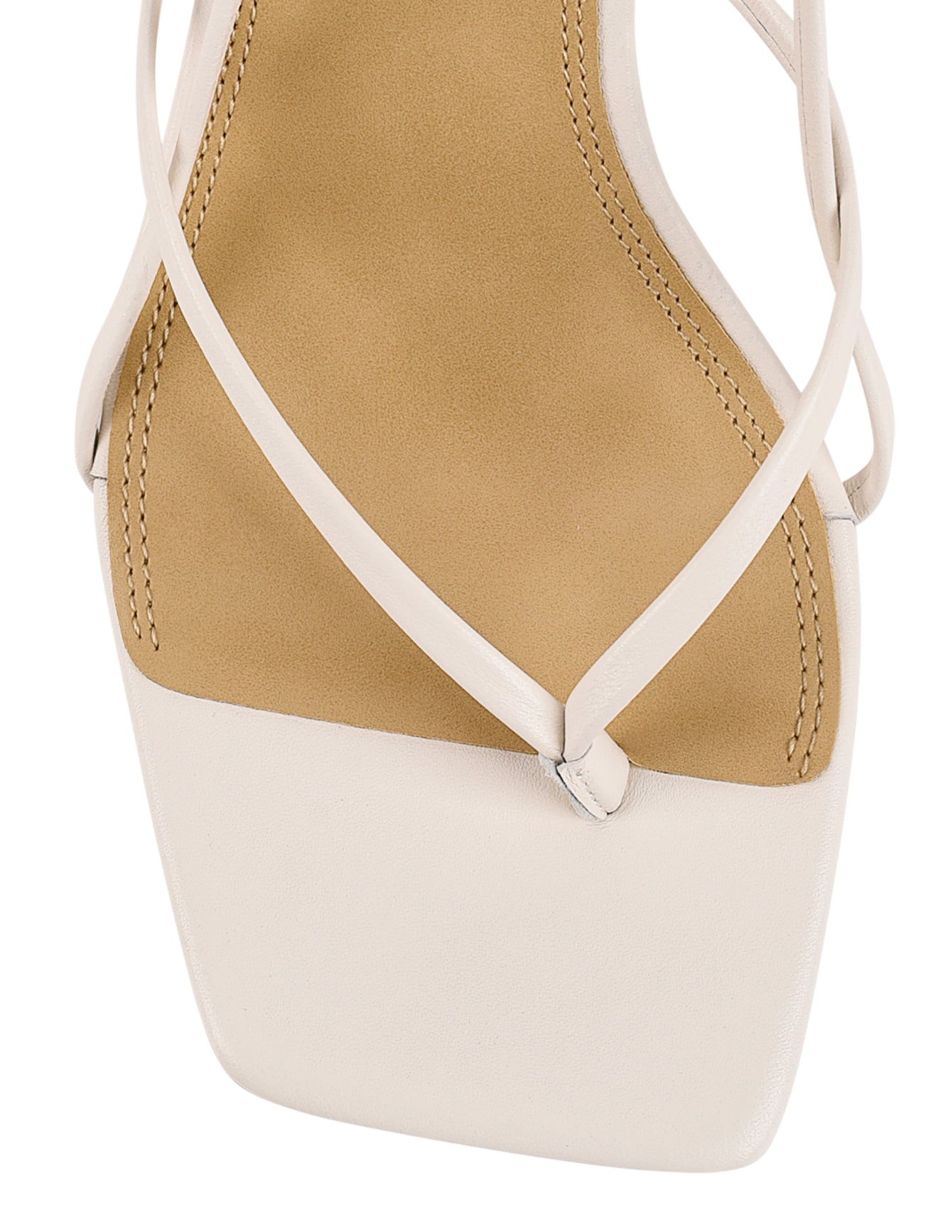 Women's white leather strappy thong kitten heel
