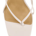 Women's white leather strappy thong kitten heel