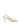 Women's gold metallic leather strappy heeled sandal with square toe and slingback fastening