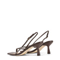 Women's chocolate brown leather thong kitten heel with square toe