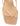 Women's heeled thong sandal with modern square toe, flared kitten heel finished in camel tan suede