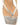 Women's thong heeled sandal mule with square toe in metallic gold leather