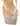Women's thong heeled sandal mule with square toe in metallic gold leather