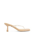 Women's heeled thong sandal with vinylite upper