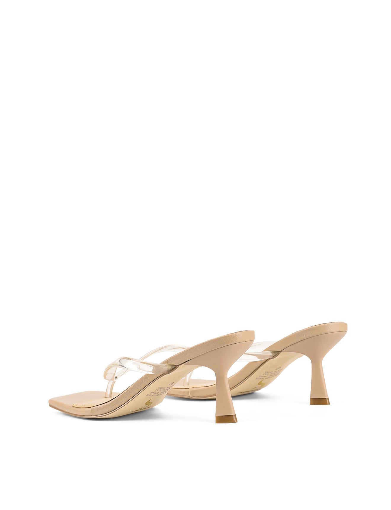 Women's heeled thong sandal with vinylite upper