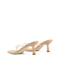 Women's heeled thong sandal with vinylite upper