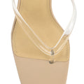 Women's heeled thong sandal with vinylite upper