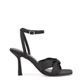 Women's black satin strappy stiletto heel