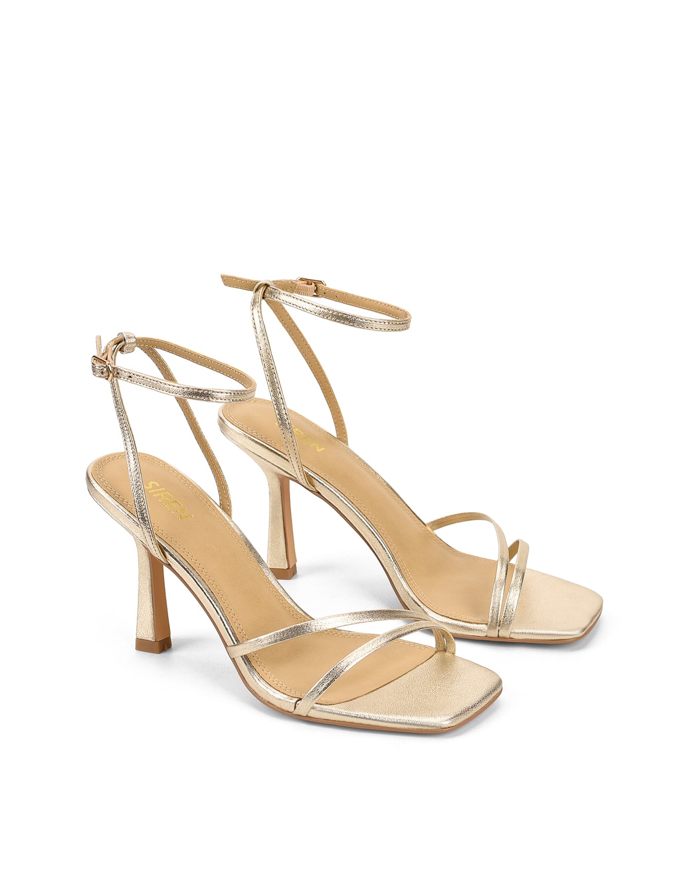 Sprinkle Strappy Heels Gold Metallic Leather – Siren Shoes