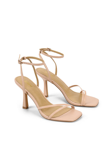 Women's nude leather high heel stiletto sandal