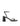 Women's black leather block heel strappy sandal with buckle fastening