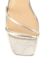 Women's gold leather block heel strappy sandal 