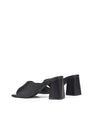 Smooth leather black sandal on a block heel with toe detail