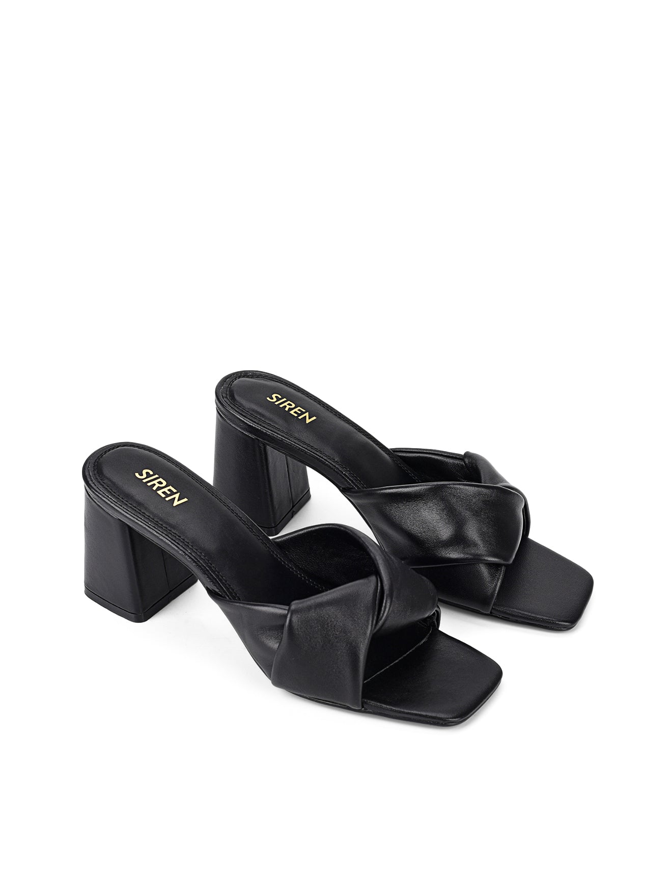 Story Block Heel Mules - Black Leather