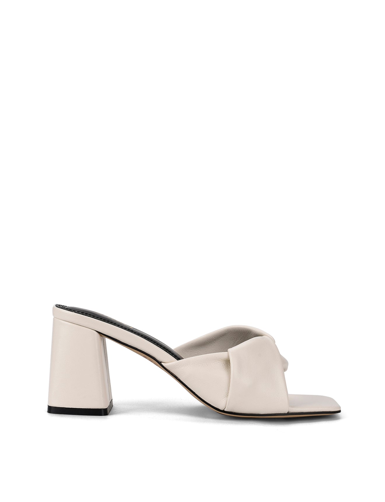 Story Block Heel Mules - Chalk White Leather