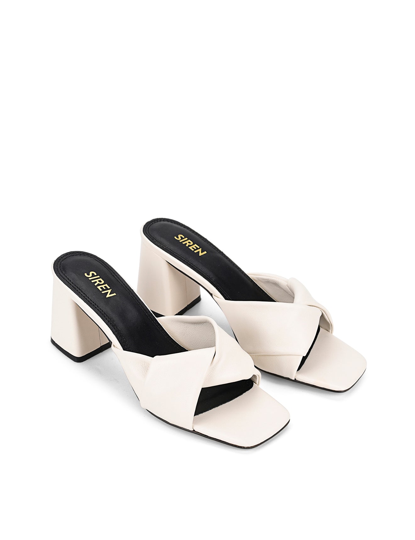 Story Block Heel Mules - Chalk White Leather