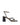 Women's black leather strappy block heels