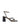 Women's black leather strappy block heels