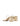 Women's gold leather block heel mule, with vinylite upper and square toe
