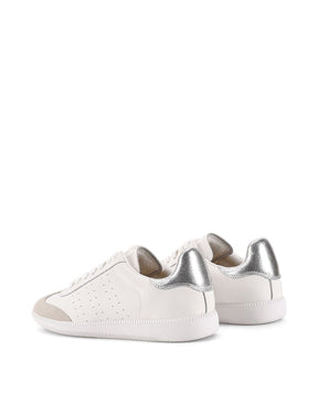 Women's white leather lace up sneaker 