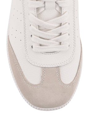 Women's white leather lace up sneaker 