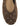 Brown suede ballet flat with gold embellishments and a round toe shape