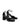 Women's black patent leather block heel shoes with ankle strap and square toe