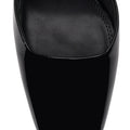 Women's black patent leather block heel shoes with ankle strap and square toe