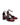 Women's red wine patent leather block heel shoes with ankle strap and square toe
