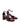 Women's red wine patent leather block heel shoes with ankle strap and square toe