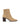 Women's block heel ankle boot with stacked leather heel and almond toe shape in taupe suede