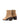 Women's block heel ankle boot with stacked leather heel and almond toe shape in taupe suede