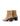 Women's block heel ankle boot with stacked leather heel and almond toe shape in taupe suede