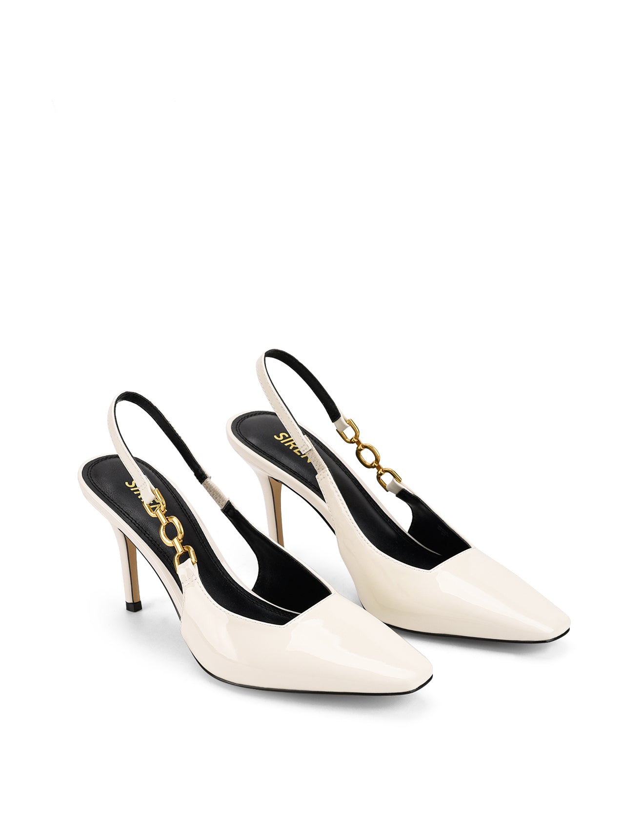 Venus Slingback Stiletto Heels Chalk White Patent Leather