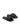 Women's black leather puffy slides