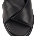 Women's black leather puffy slides