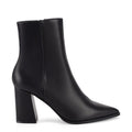 Women's black fashion high heel leather ankle boots