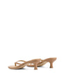 Women's almond beige leather kitten heel thongs