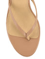 Women's almond beige leather kitten heel thongs