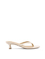 Women's leather kitten heel thong in chalk white